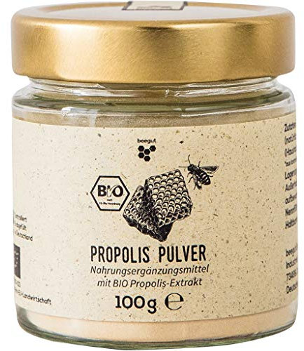 beegut BIO Propolis Pulver, zur Einnahme oder Herstellung eigener Produkte, 100g Propolispulver aus kontrolliert biologischem Anbau, nachhaltige Verpackung