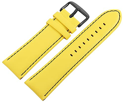 Excellanc-Uhrenarmband Ersatz Echt Leder Dornschließe Breite 26 mm (Stegbreite: 26 mm, gelb)