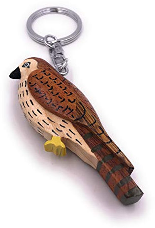 H-Customs Falke Vogel Süß niedlich Echt Holz Edel Handmade Schlüsselanhänger Anhänger