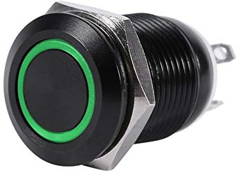 LED Druckschalter, Akozon Car 12mm LED-Licht Momentary Push Button Switch Toggle Black Case 2A(Grün)