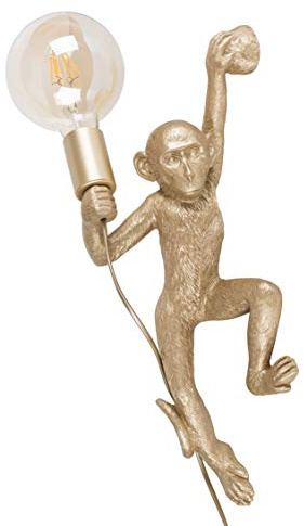 MiniSun | Modern Gold Monkey Holding Light Bulb Design Wall Light | LED Bulbs, Home Décor & Improvement Essential | Includes 6W LED Bulb [2700K Warm White] | Mains Wired