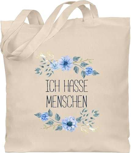 Shirtracer Baumwolltasche - Sprüche Statement mit Spruch - Ich hasse Menschen - Unisize - Naturweiß - beutel+mit+sprüchen+lustig sprueche blumen beutel jutetasche sprüchen people stoffbeutel lustiger