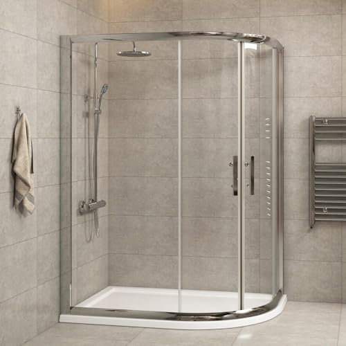 1200 x 800mm R/H Offset Quadrant Shower Cubicle with Tray 6mm Tempered Glass Sliding Door Shower Enclosure