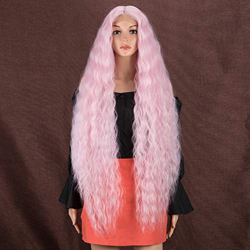 Style Icon Lace Front Perücken Perücken 100cm lang gewellt Synthetische Perücken für Frauen Low Medium Part Hitzebeständige Fasern Lace Front (PINK)