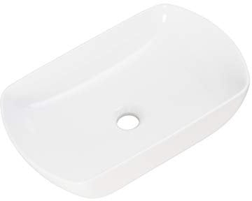 FACKELMANN Keramik Waschtisch New York/Maße (B x H x T): ca. 50,5 x 12 x 31,5 cm/ovales Aufsatzbecken/Waschbecken fürs Bad und Gäste WC/Keramikbecken mit Permanentablauf/Farbe: Weiß