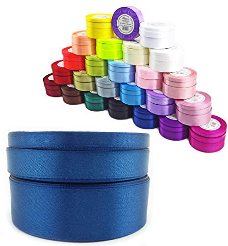 Sepkina Satinband Schleifenband Dekoband Band Bastelband Geschenkband Nähband Zierband Satin Blau Dunkelblau 25mm 0,32€/M(Royalblau, 25)