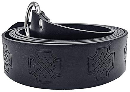Thajaling Mittelalterlicher geprägter PU-Leder-O-Ring-Gürtel, Robe Tunika Taillengürtel, Geschichte wiederholt Kostümgürtel, Retro Renaissance Rittergürtel für Viking Cosplay Kostümzubehör (Schwarz)