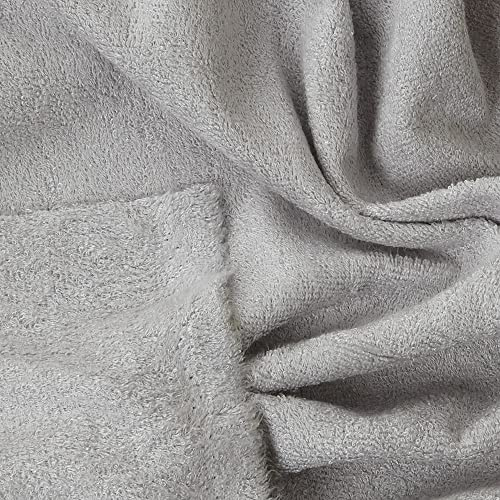 Kt KILOtela - Bamboo Terry Towel Fabric - Baby Bibs, Wraps, Towels - Absorbent, Soft - 100 cm Length x 150 cm Width | Pearl Grey ─ 1 Metre