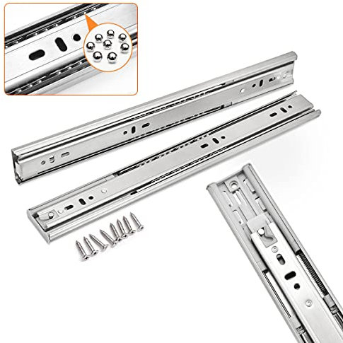 Schubladenschienen Softclose 45Kg Tragkraft Schubladenauszug Soft Close Schubladen Schienensystem Vollauszug 250mm - 550mm Auszugsschienen Schienen für Schubladen mit 8 Schrauben 1 Paar (250mm (10))