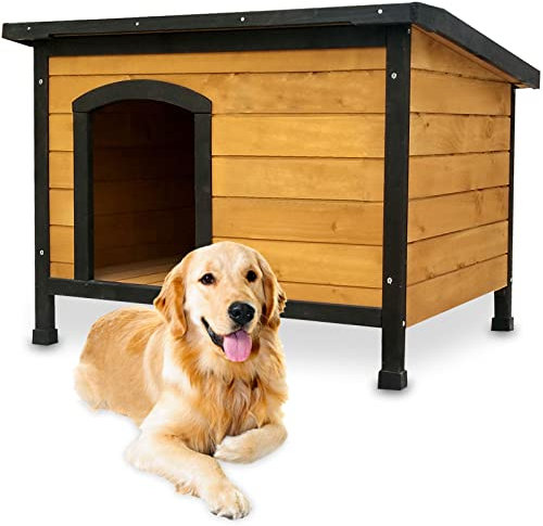 zooprinz wetterfeste Hundehütte Carlo massivem Holz und Dach zum Öffnen - perfekt für draußen - mit umweltfreundlicher Farbe gestrichen - 3 Größen zur Wahl (Hundehütte XL)