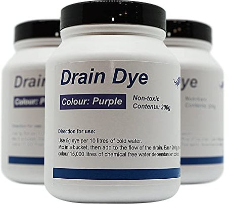 Tinte trazador para detección de fugas 200 gr - Tinte para la detección de fugas piscina - liquido detector fugas (Morado) Muy eficaz, uso muy sencillo, mezclar y listo