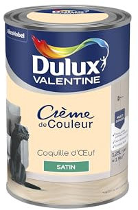 Dulux Valentine Crème de Couleur - Peinture multi-supports intérieure - Satin Coquille d'oeuf 1,25 L