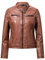 Blueorn Anneli Damen Lederjacke Bikerjacke – Moderner Echt Leder Jacke Übergangsjacke Stehkragen mit Druckknopf Schwarz-Cognac (as3, alpha, l, regular, regular, Cognac-Braun, L)