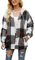 HVEPUO Veste chemise à carreaux Shacket à manches longues Chemisier Manteau en flanelle, f-noir, L