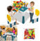 ACXIN 6 in 1 Kindertisch Stuhl Set Aktivitätstisch Set Kindertisch Basteltisch mit 2 Stühle und 163 Bausteinen Multifunktionaler für Kinderzimmer und Kindergarten (Mit Blöcken)