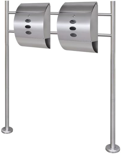 INLIFE Doppelter Briefkasten aus Edelstahl mit Ständer,6.97kg,271747