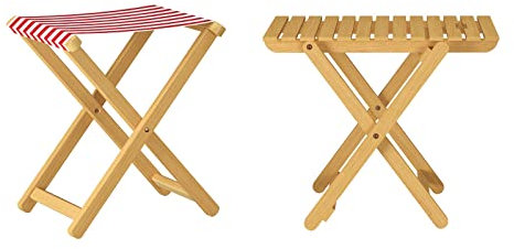 Erst-Holz Klappstuhl Anglerstuhl Gartenstuhl Buche massiv Stoff rot-weiß Set wählbar V-10-216N-14, Stühle:Einzelstück mit Tisch