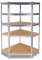 VBChome Ecke Lagerregal 90 x 180 x 40 cm Standregal mit 5 Fächern Metallregale MDF-Platten Kellerregal Schwerlastregal Garagenregal Werkstattregal Chrom Tiefe 40 cm | Ecke