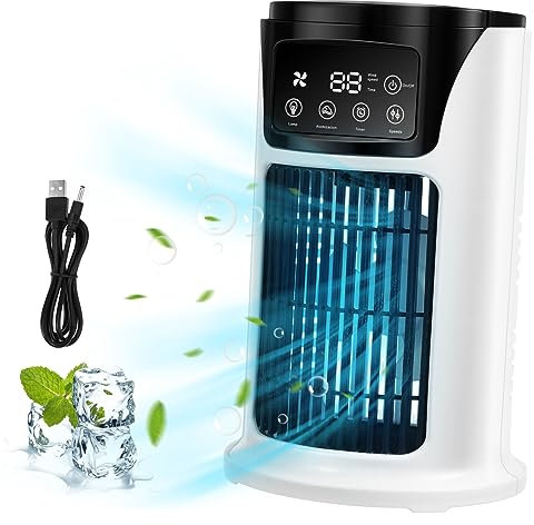 ABOOFAN Portable Air Conditioner Fan Mini Cooler Electric Home Cooling Unit Evaporative Air Cooler for Bedroom Quiet Operation Fan