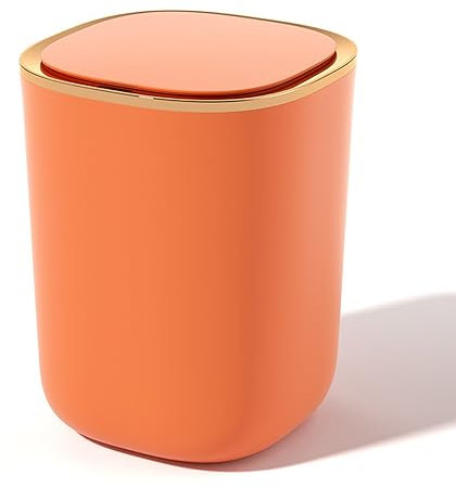 DANETI Poubelle automatique sans contact avec capteur intelligent de 12 L pour cuisine, salle de bain, toilettes, bureau, poubelle anti-odeurs, orange