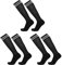 SKHAOVS 3 Pairs Kinder Schwarze Lange Fußballsocken, Kniehohe Fußball Socken Rugby Basketball Socken, Atmungsaktive Elastische Sportsocken Trainingssocken für 5–12 Jahren, Jungen und Mädchen (Black)