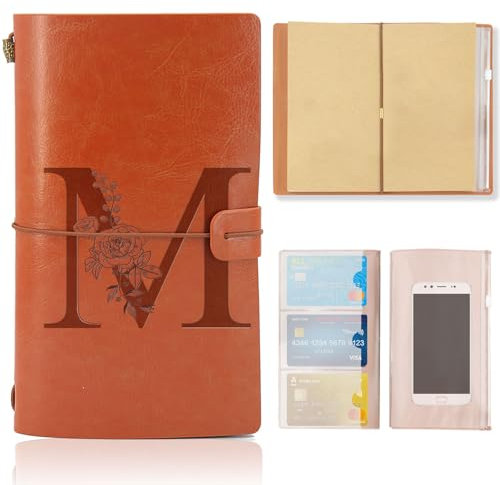 Diario di Viaggio iniziale, Taccuino in Pelle Rifillabile, Diario Blocco Note Quaderno Compleanno Regalo per Donne Ragazze Amica Scrittori Giornalisti e Studenti Regalo per Festa Della Mamma(M)