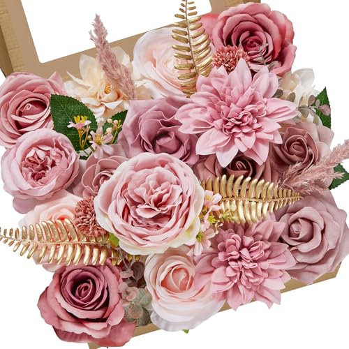 Serwalin Fleurs artificielles en soie rose poudré pour bouquets de mariage, gâteaux, décoration de printemps, centres de table, arrangements de décoration de fête prénatale