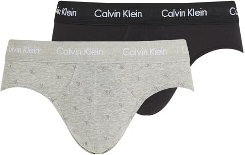 Calvin Klein Slips Lot de 3 Homme sous-Vêtement, Multicolore (Blk, Diamond Logo_GR Heath, N Stone), S