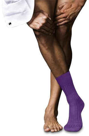FALKE Herren Socken No. 13 M So feinste Piuma Baumwolle einfarbig 1 Paar, Lila Pink Iris 8943, 41-42