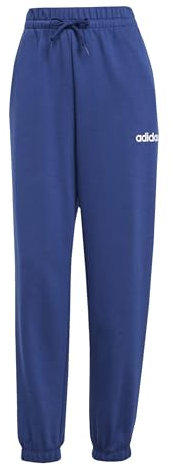 adidas Damen Essentials LINEAR French Terry Cuffed Pants, Dark Blue/White, XS