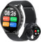 HOAIYO Smartwatch Herren Damen mit Telefonfunktion, 1.5 Fitnessuhr Armbanduhren Sportuhr mit Pulsmesser, Musiksteuerung, Schrittzähler, Wasserdicht Fitness Tracker (Schwarz/Edelstahl, 1.5)