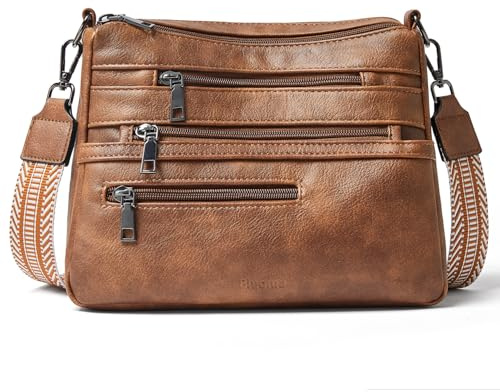 Bluome Umhängetasche für Damen, mittelgroße Handtaschen, lässige Handtasche und leichte Schultertasche aus PU-Leder mit verstellbarem Schultergurt
