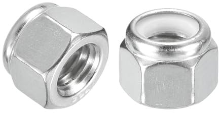 sourcing map 30Pcs 3/8-16 Nylon Insert Hex Lock Nuts, 304 Stainless Steel Self-Locking Nylon Insert Stop Nut for Industrial Construction Fasteners, Silver&White