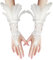 YUNHENTONG Federhandschuhe Damen Halloween, 1 Paar Vintage Fingerlos Federmanschetten Gothic Lang Spitzen Feder Handschuhe für Halloween Rollenspiele Kostüm Dekoration, Partys, Hochzeiten (Weiß)