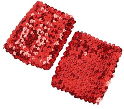 NVOQILIN Verzierte Armstulpen, dehnbar, funkelnde Pailletten, für Karneval, funkelnd für Bühnenshows, Kostümpartys, rot, Length and width: about 10*7cm