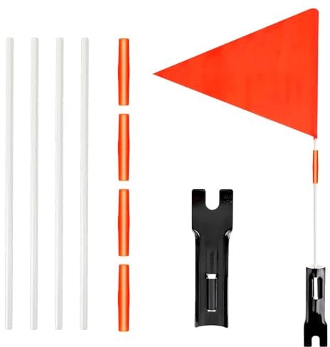 1 Set Bike Flags with Pole for Safety Bike Safety Flag Adjustable Height Fiberglass Pole Tear-Resistant Waterproof Bicycle Flag Safety Sign for Golf Carts Flags