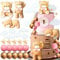JeVenis Teddybär Tortendeko Tortendeko Mädchen 1 Jahr Tortendeko Taufe Junge Rosa Tortendeko Teddybär Kuchen Dekoration für Hochzeit Babyshower Geburtstag Party