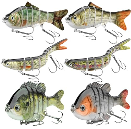 Fishing Lures for Freshwater and Saltwater, CHSMONB 6 Pcs Slow Sinking Most Lifelike Jointed Swimbait for Bass Trout Crappie Walleye Pike, Amazing Gifts for Men and Family
