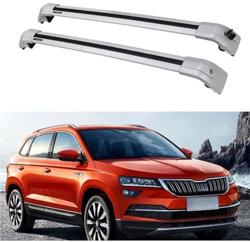 LWKJDHS Dachgepäckträger für Skoda Karoq SUV 2017-2022, Aluminium-Dachträger-Querträger Auto Gepäckablage Dachträger Bündige Autozubehör