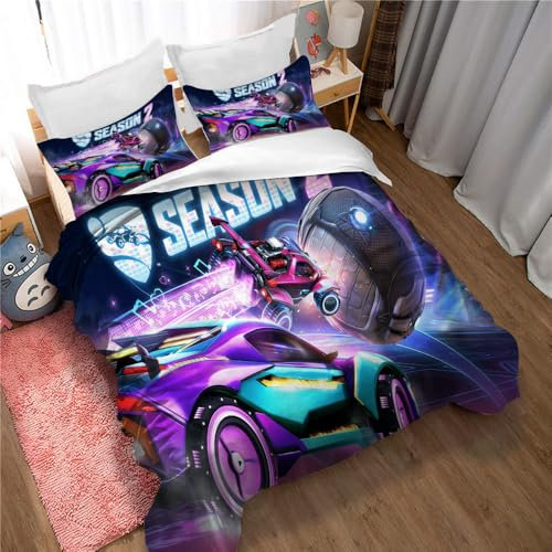 Ste-X Bettbezug-Set Rocket League Mit Passenden Kissenbezügen, 100% Baumwolle, Fadendichte 120, Garantiert, Bettdeckenschutzbezug (League 01,135x200cm)