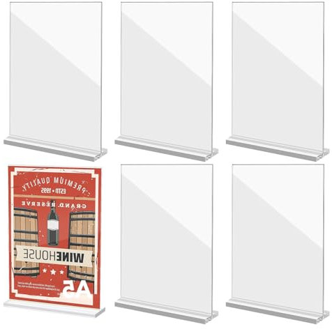 Supporti da Tavolo,Porta Segnaletica in Acrilico A5, Confezione da 6 Supporti da Tavolo, Supporti da Tavolo in Acrilico, Supporti Pubblicitari per Ristoranti, Menu, Documenti, Ufficio