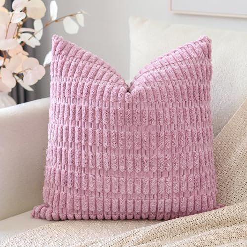 Artscope 1er Set Boho Gestreifte Kissenbezug Einfarbig Zierkissenbezug Dekokissen Sofakissen 50x50 cm Kissenhülle Weiche Couchkissen für Sofa Wohnzimmer Schlafzimmer Dekor, Hellviolett