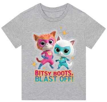Disney Tshirt | SuperKitties Girls T Shirt | Short Sleeve Girls’ T Shirts | Grey 3-4 Years