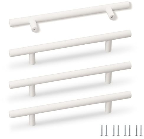 SPDYCESS 4 Stück Küchengriffe Möbelgriffe, Griff Türgriffe | Küche Schubladengriffe, Schrankgriffe Griffe für Küchen Schränke Schublade, Ø12mm, Lochabstand 128mm, Weiß