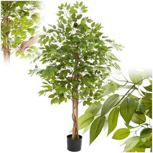 TecTake® Plante Artificielle Ficus Artificiel 160cm Fausse Plante Interieur Arbre Vert Arbre Artificiel Décoration Maison idéal pour Décoration Salon Chambre Cuisine Dressing Chambre Enfant Bureau