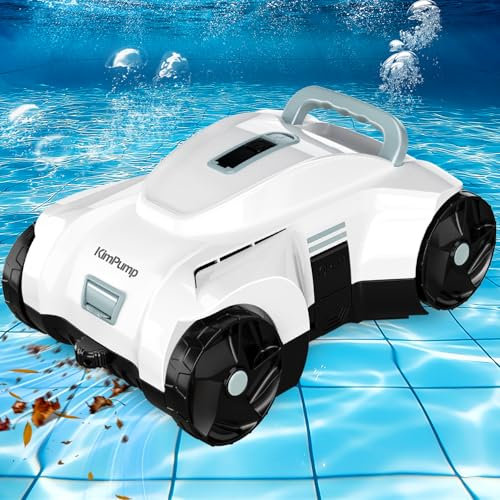 KimPump Robot aspirateur automatique de piscine, robot sans fil pour piscines hors sol et piscines creusées plates, aspirateur de piscine élimine automatiquement les débris sous l'eau, autonomie de 90