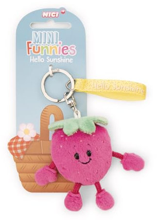 NICI Schlüsselanhänger Erdbeere Hello Sunshine 7cm - gelb - Treuer-Begleiter für Rucksack oder Tasche, Schlüsselhalter für klein und Groß | 61807