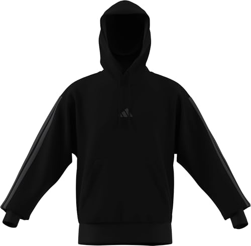 adidas Men's ESSENTIAL THREE STRIPES FLEECE HOODIE, black/carbon, XL Extra Tall