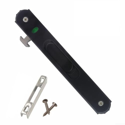 Verrou de porte coulissante en alliage de zinc, loquet de fenêtre invisible de type 90, livré avec interrupteur coulissant haut et bas pour portes coulissantes et fenêtres (noir)