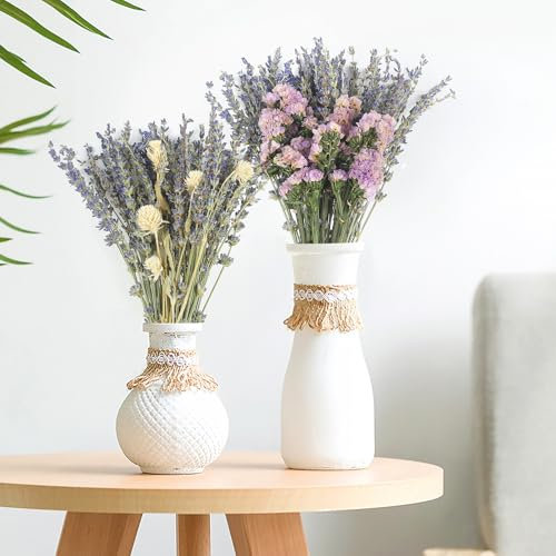Larber 135PCS Lavendel getrocknete Blumen Dekoration 43CM Lavendel Bouquets mit Pampasgrass und Schleierkraut Getrocknet Lavendel Gemischte Trockenblumen für Vase Tisch Wohn Dekoration